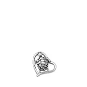 Sterling Silver Turtle Heart Hidden Bail Pendant