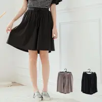 在飛比找momo購物網優惠-【衣心衣意中大尺碼】現貨MIT-鬆緊綁帶素色設計褲裙(黑-麻