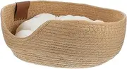 Totority Cat Basket Bed, Wicker Cat Bed Straw Woven Cat Sleeping Nest Cat House Bed Cat Sleeping Nest with Cushion