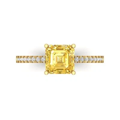 2.7Ct Cushion Cut Natural Citrine Solid Gold Engagement Promise Statement Ring