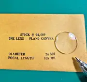 Edmund One Lens Plano Convex 24mm Diameter 105mm Focal Length *Chipped*