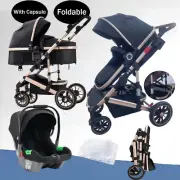 Newborn Infant Toddler Baby Pram 9 in 1 Convertible Baby Stroller with Cradle AU