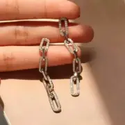 Paperclip Dangle Earring Created Diamond 14K White Gold Plated 2.0Ct Round Cut