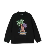 Palm Angels Kids Neon Palms Tree Printed Fleece Sweatshirt 8Y,12,10Y Black