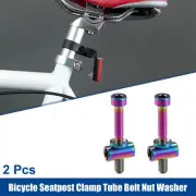 2 Set M5x40mm Bike Bicycle Seatpost Clamp Tube Bolt Nut Washer Assorted Color