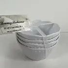 Tommy Bahama Small Round Melamine Bowls 4.5" White Dotted Edge Set of 4 NEW