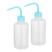 2Pcs 250ml Wash Bottle Plastic Squeeze Bottle Narrow Mouth Bottle Blue Clear