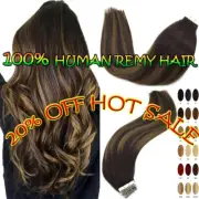 Brazilian Remy Tape in Human Hair Extensions Full Head Straight Long Ombre 20"