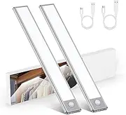 Coolblus LED Closet Lights Motion Sensored, Cabinet Lights, Rechargeable Closet Light, Wireless Under Counter Closet Lights, 48 LED Lights for Room, Kitchen (2 Packs)