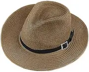 [Holiberty] Mens Straw Cowgirl Cowboy Hat Women Floppy Packable Wide Brim Sun Hat UPF50 Western Panama Travel Beach Cap Fedora Bucket Hat