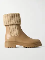 [Gianvito Rossi] Gianvito Rossi - Tenney Leather And Ribbed-knit Chelsea Boots - Camel - IT42 IT 42 Brown