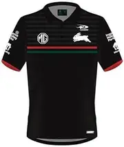 NRL 2024 Players Polo - South Sydney Rabbitohs - Black - Adult - CLASSIC