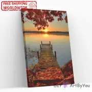 Paint By Numbers Kit Sunset Sea Scenery Nature Beginner Framed Canvas Wall Decor