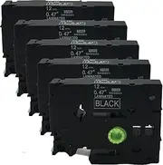 NEOUZA 5Pk Compatible for Brother P-Touch Laminated Tze Tz Label Tape Cartridge 12Mmx8M (Tze-335 White On Black)