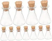 HEATSHAKING 12Pcs Glass Bottles with Cork Stoppers Decorative Transparent Jars for DIY Crafts Wishing Bottles Charms Keepsakes for Parties and Home Decoration