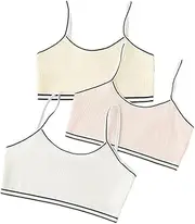 [Jeserom] Girls Cotton Training Bra Stretch Spaghetti Strap Cami Crop Bralette