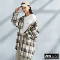 在飛比找momo購物網優惠-【JEEP】女裝 格紋長版毛呢長袖外套(咖啡色)