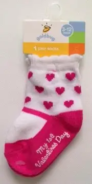 NWT MARY-JANE HEART SOCKS Size Infant Toddler 3-12 MONTHS Goldbug BABY GIRL
