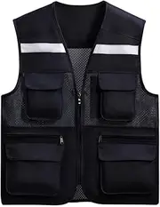 [KGVSLIXYT] Safety Vest High Vis, High Visibility Safety Vests with Multi-Pocket Wholesale Reflective Vest for Outdoor Works- Fits for Men and Women Volunteer Construction Vest
