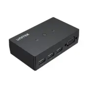 VGA KVM Switch 2 In 1 Out with 3-Port USB2.0 Hub U-8709ABK Unitek