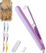 2025 New Mini Dual Purpose Curling Iron, Mini Dual-Purpose Curling Iron, 2-in-1 Mini Curling Wand & Flat Iron Hair Straightener, Upgrade Cordless Portable Travel Curling Wand (Purple)