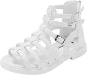 [IWIHMIV] Dress Shoes For Girls Girls Shoes Girls Gladiator Sandals Non Slip Open Toe Breathable Summer Shoes with Rubber Sole