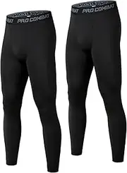 [SS COLOR FISH] 2 Pack Men Compression Pants Athletic Baselayer Workout Legging Running Tights for Men