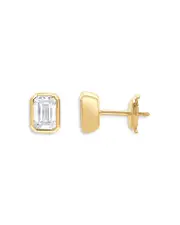Bloomingdale's Fine Collection Certified Lab Grown Diamond Emerald-Cut Bezel Stud Earrings in 18K Yellow Gold, 2.0 ct. t. w.