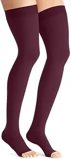 JOBST Maternity Opaque Compression Stockings, 15-20 mmHg, Thigh High, Open Toe, Cranberry, Medium