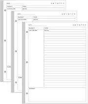 (3-Pack) A4 Cornell Notes Filler Paper - 3 Hole Cornell Notes Loose Leaf Paper, 150Sheets / 300Pages, 100gsm,White, 8.5'' x 11''