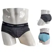 Calvin Klein Men's Briefs Hip 3-Pack Classic Pouch Cotton Stretch Grey Blue