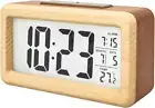 Everwood Wooden Digital Battery Operated Alarm Clocks for Bedrooms,