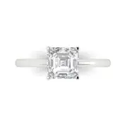 1.4ct Asscher Cut Solitaire Statement Promise Designer Ring 14k White Gold