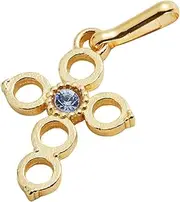 [Alex and Ani] PC21CHCRPG,Crystal Infusion, Cross Charm,14kt Gold Over .925 Sterling Silver,Blue, Add-on Charms, One Size, Sterling Silver, No Gemstone