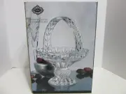 Beautiful Vintage Shannon Godinger Arbela Crystal Glass Handled Basket...NIB