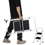 2 Step Ladder Anti-Slip Mat Folding Step Stool with Wide Anti-Slip Pedal Convenient Handgrip