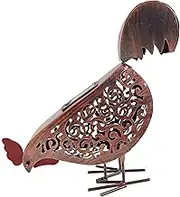 3D Metal Hen Solar Lantern Lights Table Outdoor Solar Light Art Decor & Ornament for Patio Courtyard Garden
