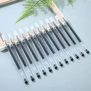 Fine Point Gel Ink Pens, 0.5mm Black without Refill, Quick Dry Smooth Writing, Minimalist Style Pens with Large Capacity Ink, 12 Pack