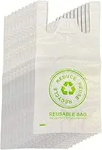 100x Medium Reusable Plastic Singlet Shopping Bags - 80% Recycled 38UM Compliant