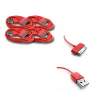 4X USB SYNC DATA POWER CHARGER CABLE APPLE IPAD IPHONE 4S 4 3GS IPOD TOUCH RED