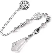 GEHECRST Clear Quartz Crystal Pendulum for Divination Natural Healing Crystal Stone Point Dowsing Pendulum Gemstone Pendulum Pendants for Wicca Witchcraft Energy Balancing Meditation Gift