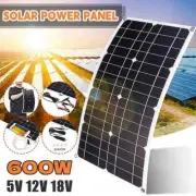 600W Solar Panel 18V Solar Kit Dual USB 12V/5V DC Single Crystal Flexible Solar