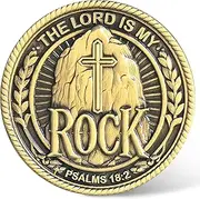 The Lord is My Rock Christian Challenge Coin - 1.57-Inch Zinc Alloy - Inspirational Religious Token with Protective Case - Trust in The Lord ﻿ ﻿