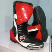 Custom Made DUCATI MOTORCYCLE BOOTS MOTORBIKE COWHIDE LEATHER SHOE BIKER RACING