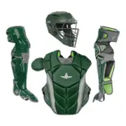 All Star MVP Pro Series Adult 16+ Baseball Catchers Gear Set - Dark Green Grey