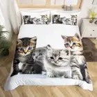 Cat Bedding Set Queen Size, Nursery Kids Dorm Bedroom Pet Cat Print Duvet Cover