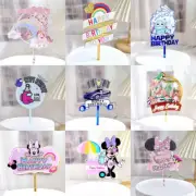 Birthday Acrylic Cake Toppers Party Supplies Minnie Rainbow Unicorn Cars 12*13cm