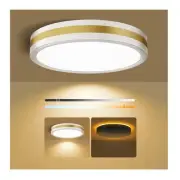 13 Inch Flush Mount Ceiling Light with Night Light, 5CCT Modern White Gold LE...