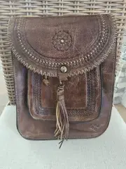 NWT Patricia Nash Jovanna Distressed Brown Cognac Leather Backpack