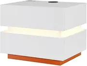 Artiss Smart Bedside Table, LED Bed Side Tables Storage Cabinet with 2 Drawers Wireless Charging Ports, Bedroom Living Room Home Furniture Space Saving Organizer Unit White
